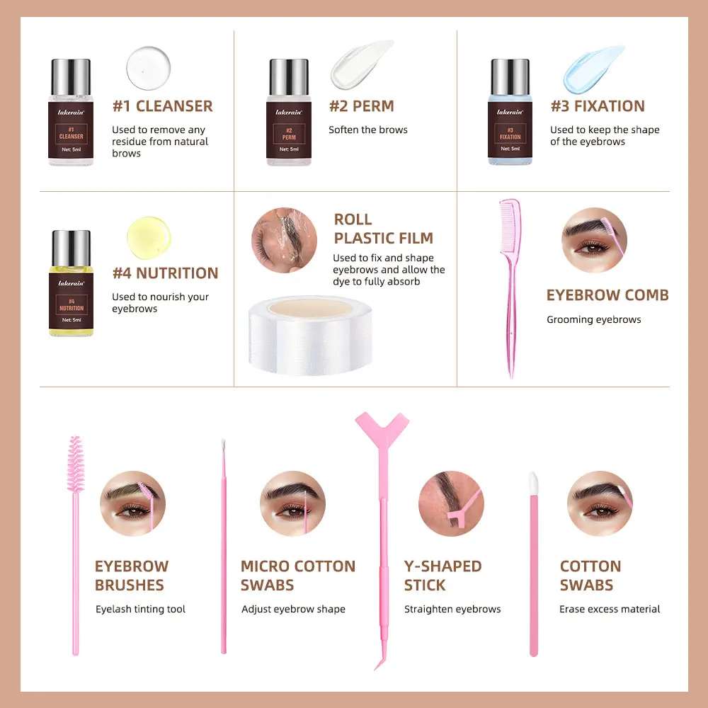 Semi-permanent Brow Lift Perming Brow Lamination Kit Professional With Cling Film Nutrition Keratin Perming Lotion For Home Use