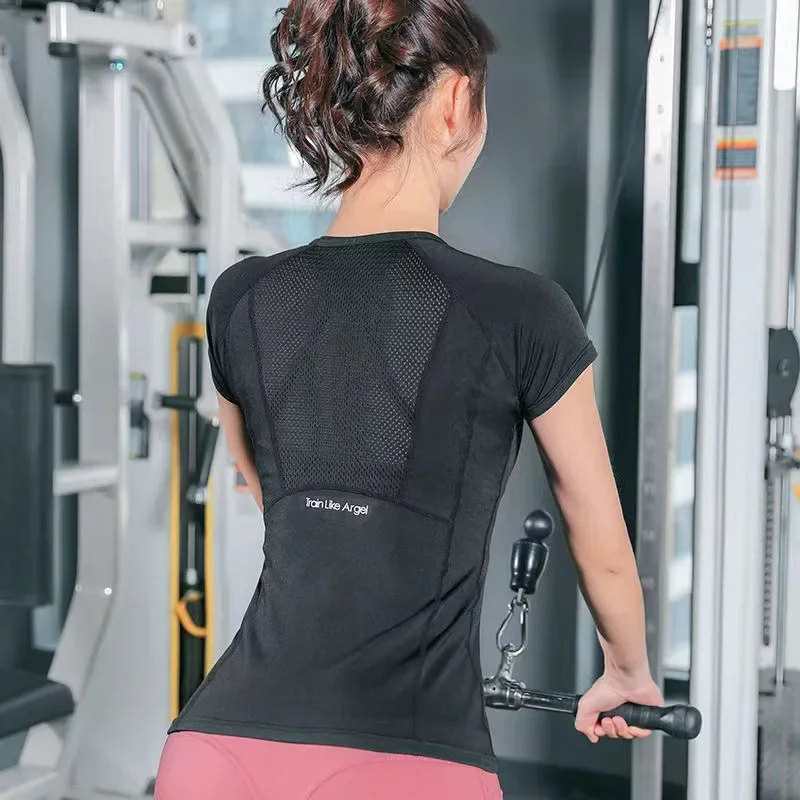 

Женские летние футболки Slim Fit для занятий спортом, фитнесом, йогой, с коротким рукавом, топ для йоги, сетчатая женская спортивная рубашка, спортивная одежда