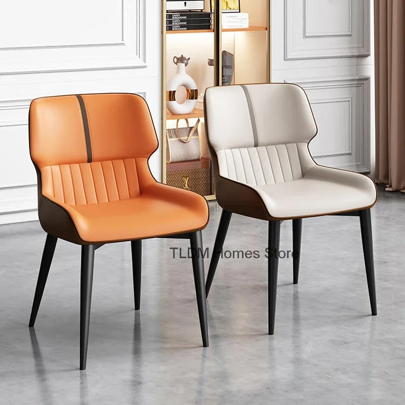 Light Luxury Leather Dining Chair Modern Simplicity Comfortable Living Room Backrest Chair Cafe Hotel Chairs Home Stool