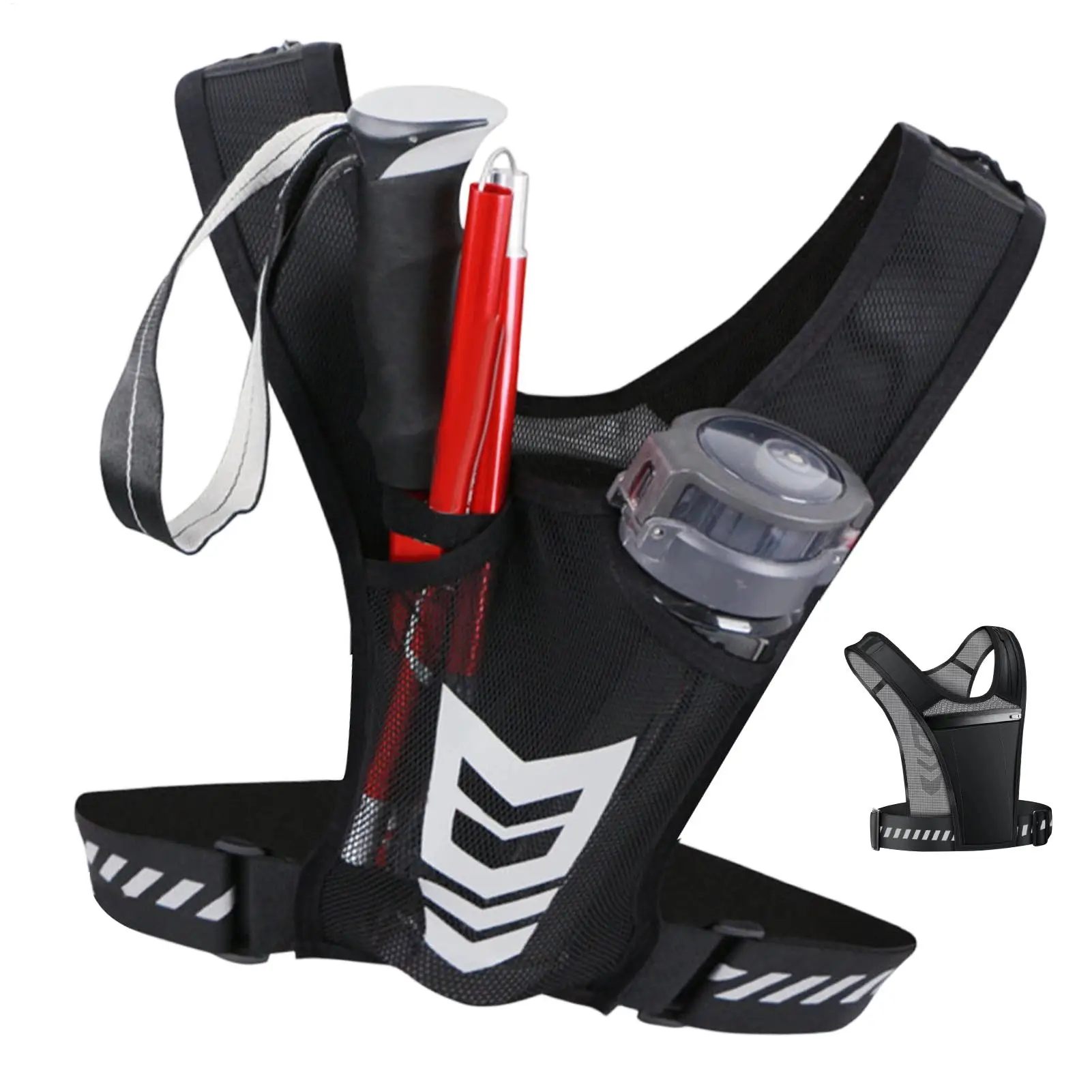 Running Hydration Vest Reflective Sports Chest Bag Hiking Water Bottle Backpack for Women Men Runners Hikers Campers Fishermen