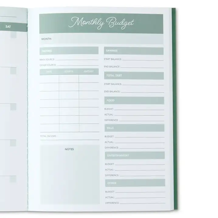 (4 шт.) Ручка + Gear Monthly Small (5,5 x 7,5 дюйма), зеленая, 12 месяцев