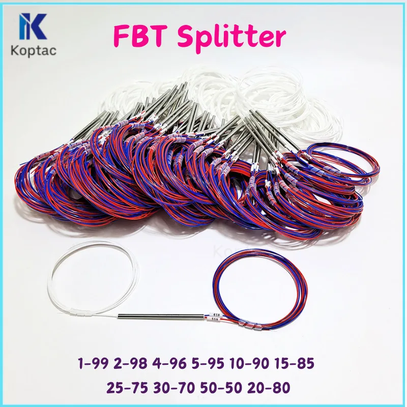 

10Pcs Fiber Optic FBT Splitter 1X2 0.9Mm Ulanced Coupler 50:50 10:90 20:80 Optional Split Ratio FTTH