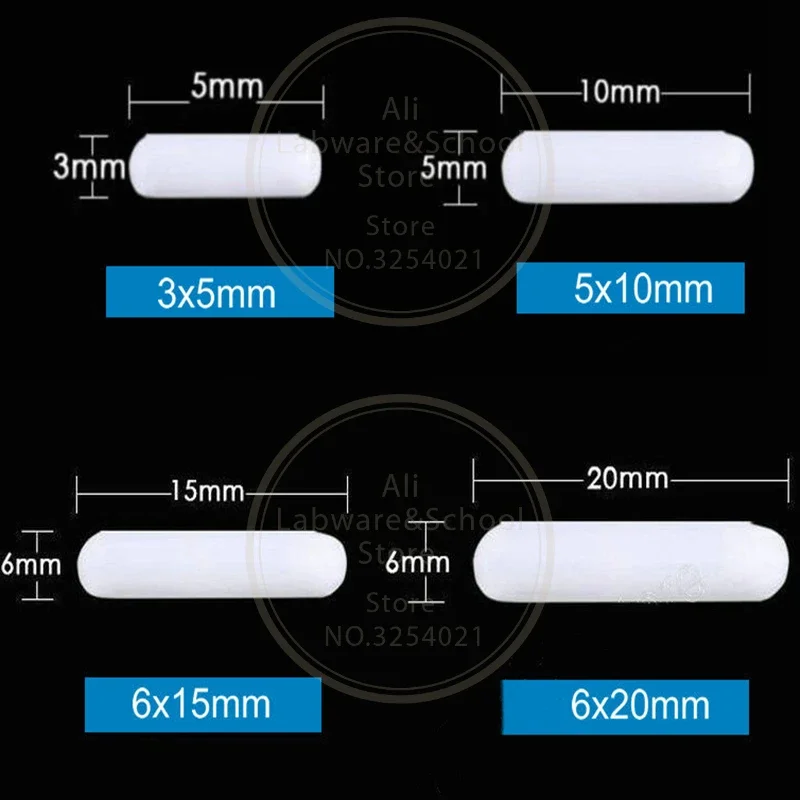 10pcs/lot 5mm To 50mm Lab High Temperature Resistant Stirrer Type-C PTFE  Straight Magnetic Stir Bar Laboratory Supplies