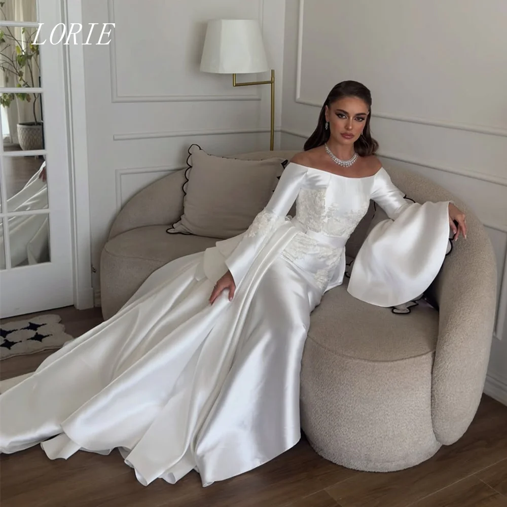 

LORIE Classical 3D Mermaid Wedding Dress Off The Shoulder Bridal Dresses Appliques Full Sleeve Wedding Gown Customized 2026