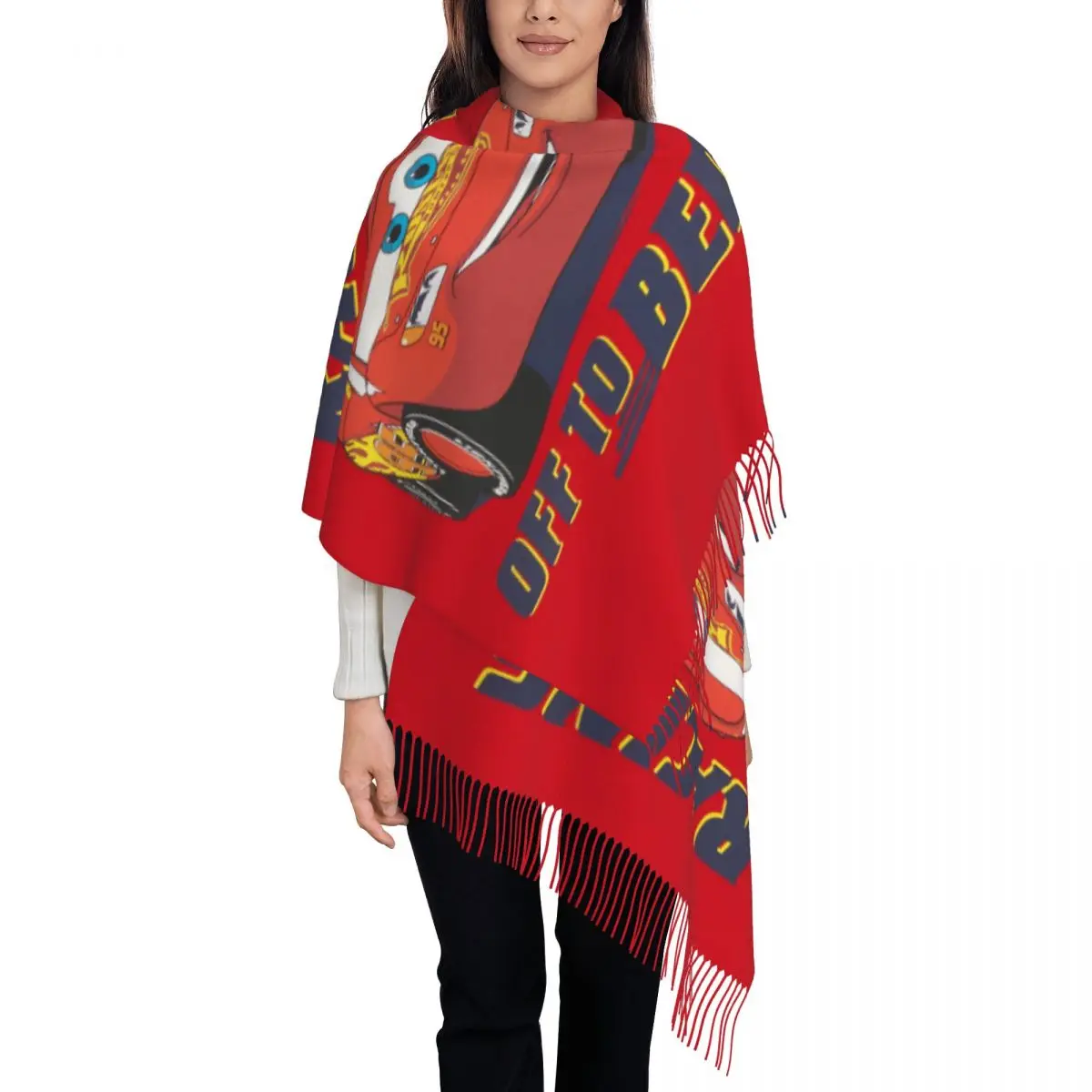 CustomLightning McQueen Scarf Wrap Women Long Winter Warm Tassel Shawl Unisex Cars Scarves