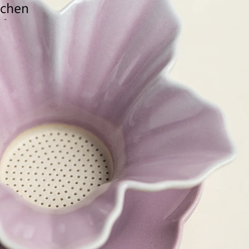 CZ Petal Fine Hole Tea Strainer Set, All-Ceramic Integrated Filter, Household Tea Filter, Kung Fu Tea Set Ceremony Accessories 3