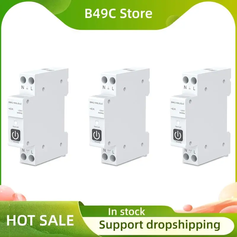 

B49C 3X TUYA 63A 1P + N Zigbee Умный автоматический выключатель с измерением Умный дом Беспроводной пульт дистанционного управления Smart Life Alexa Home