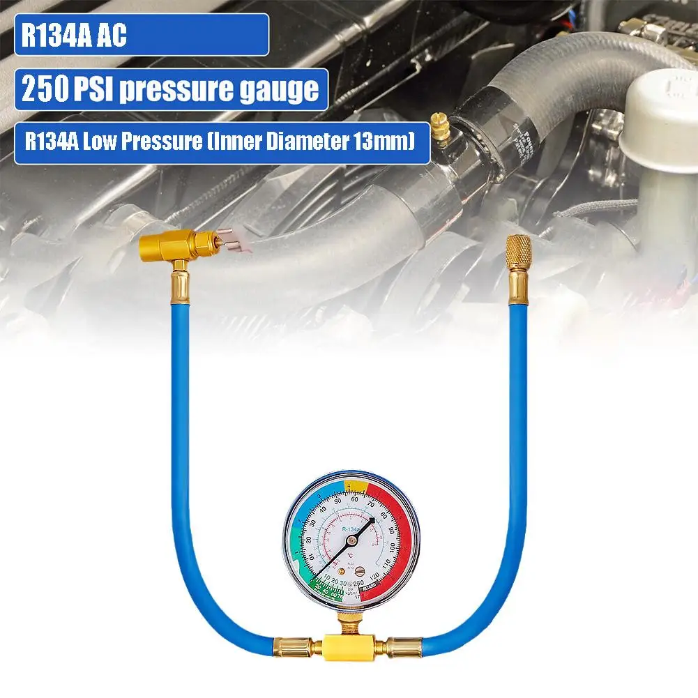 R134A Refrigerator Freon Recharge Hose Kit, R134A AC Hose Charging Valve Refrigerant Gauge, Piercing Hose Refrigerant U9R3