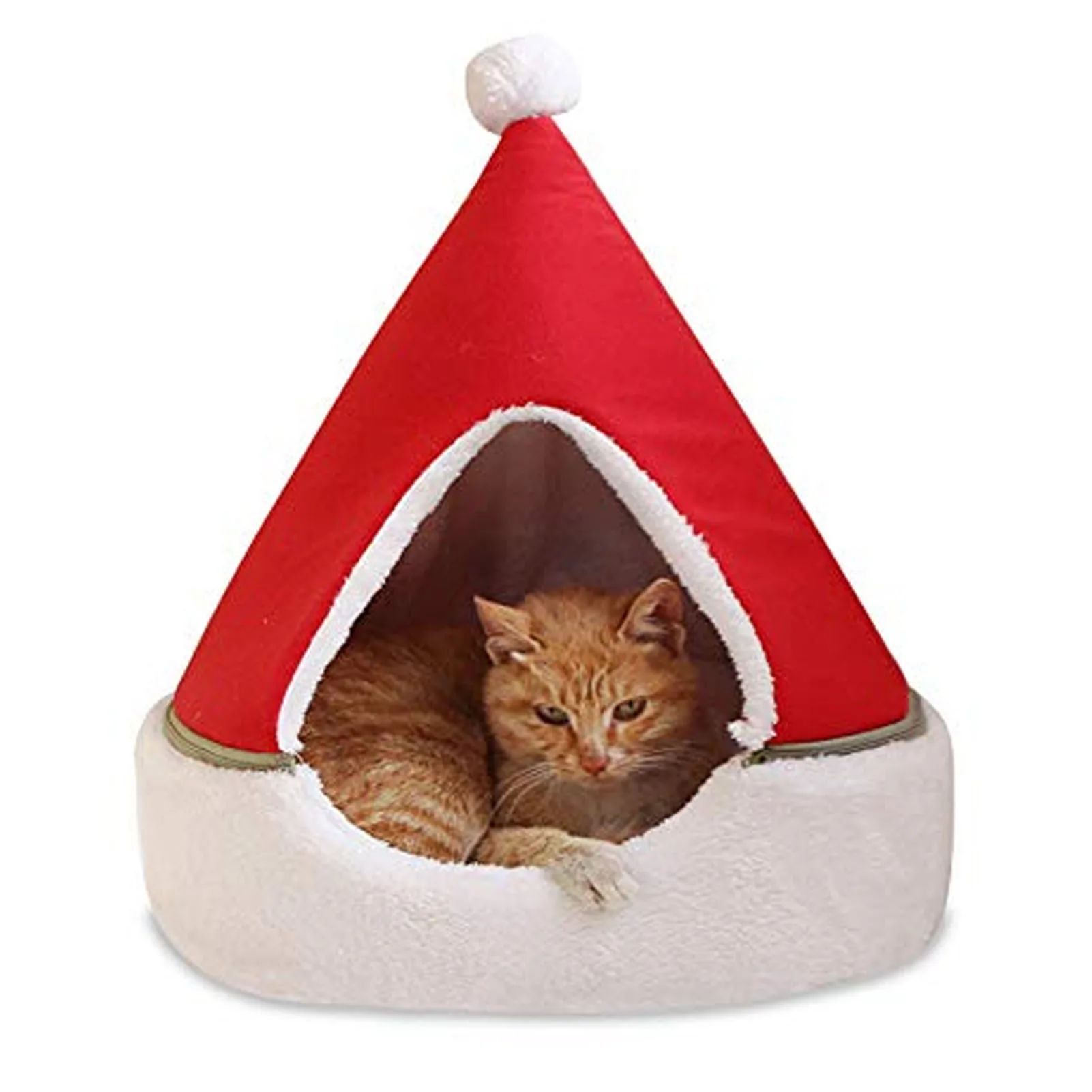 Indoor Tent Christmas Pet House Self-Warming 2 in 1 Pet House Cave Bed for Small Medium Dogs Cats