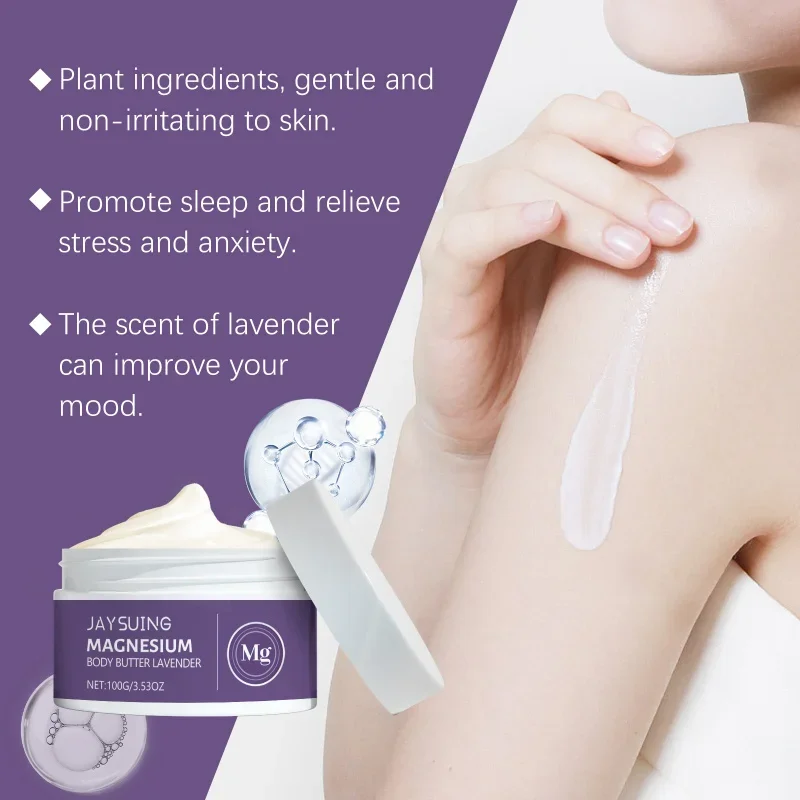 

Lavender Magnesium Body Lotion Gentle Skin Care Hydrating Moisturizing Cream for Hand Leg Body Massage Night Care