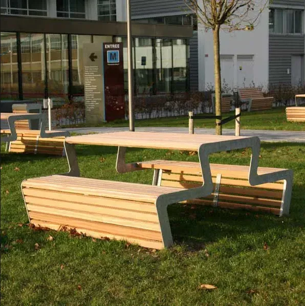 Street Outdoor Patio Wood Table Set Outside Dining Wooden Table Bench