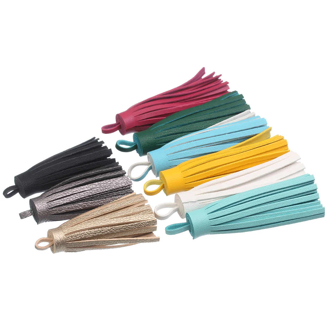 5pcs/lot 60/80mm Pure Color Vintage Leather Tassel Pendants For DIY Jewelry Making Keychain Cellphone Strap Pendant Accessories