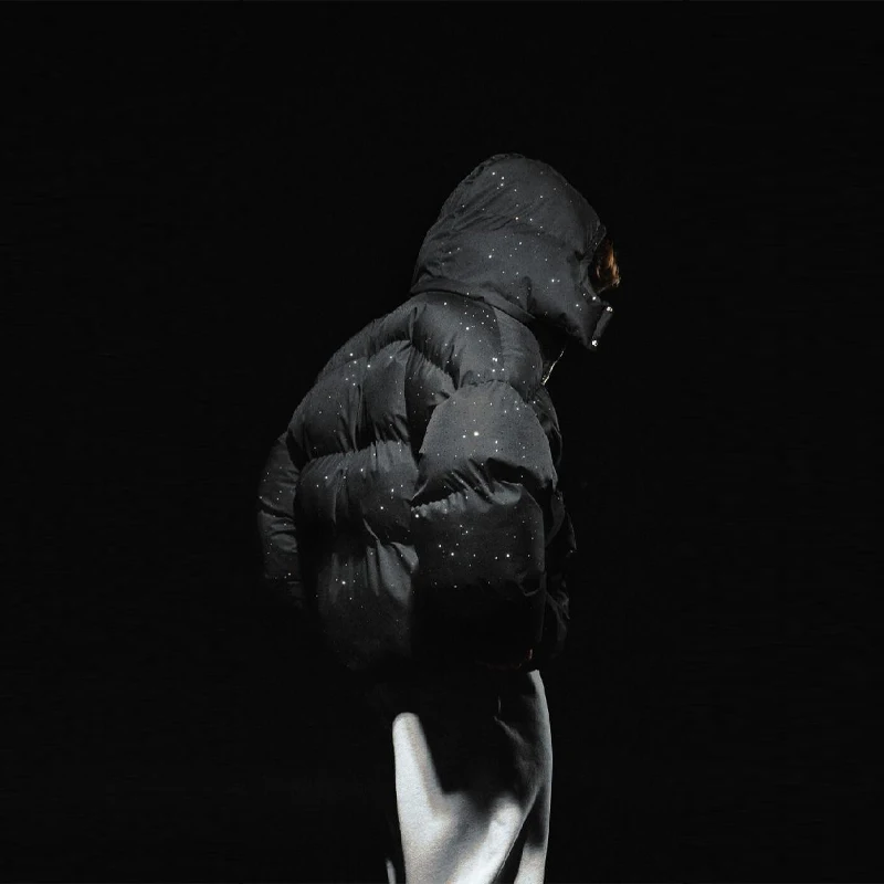 المرأة الخريف الشتاء تسلق الماس القطن وسادة مبطنة عنوان التماس المعتاد الدافئة معطف مقنع 2025 سيدة جديدة Y2k الشارع الشهير