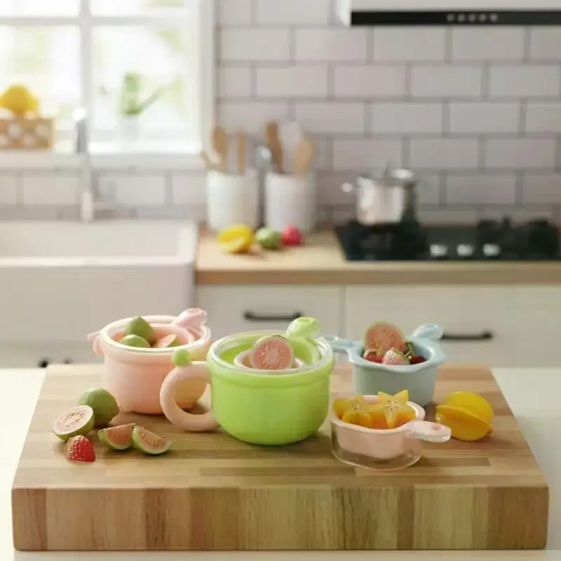 4Pcs Mini Washing Draining Basket Set Dollhouse Simulation Fruit Vegetable Decor for Micro Kitchen Scene