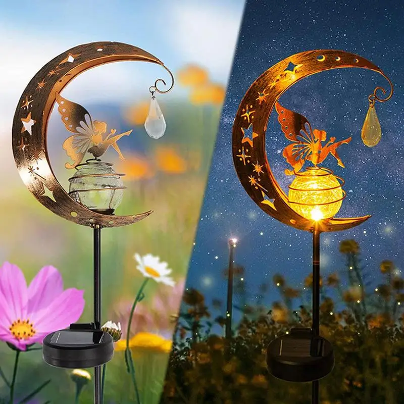 Decorative Garden Stakes Moon Fairy Decorative Plant Stake Light Warm White LED Garden Decorations Outdoor Decor For Pathway