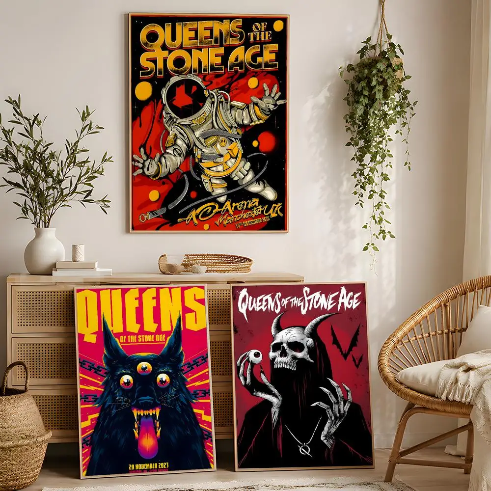 Band Q-Queens Of The Stone Age Poster Stylized Art Textured Canvas Mural For Bedroom Living Room Interior Wall Decoration