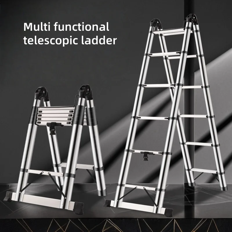 Stainless steel multifunctional telescopic ladder, folding zigzag ladder, straight ladder, high-altitude maintenance step ladder view 6