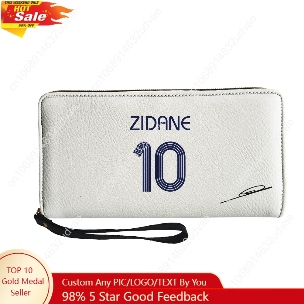 

Zidane No.10 Wallet Custom Purse Mens Womens Teenagers Zipper Long Wallets France Soccer Star Double Print Photo Wallet Gift Bag