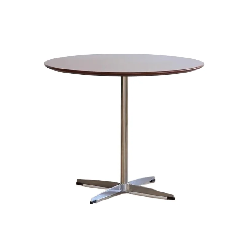 طاولة بار من الخشب الصلب بتصميم عتيق، طاولة قهوة من الفولاذ المقاوم للصدأ لمحلات شاي الحليب التجارية، مكتب تفاوض مكتبي حديث #6