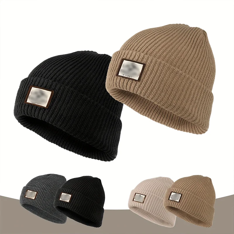 1/2 stücke Winter Herbst Gestrickte Beanie Hut Weiche Elastische Warme Radfahren Schädel Kappe Winddicht Männer Frauen Wandern Camping Headcover