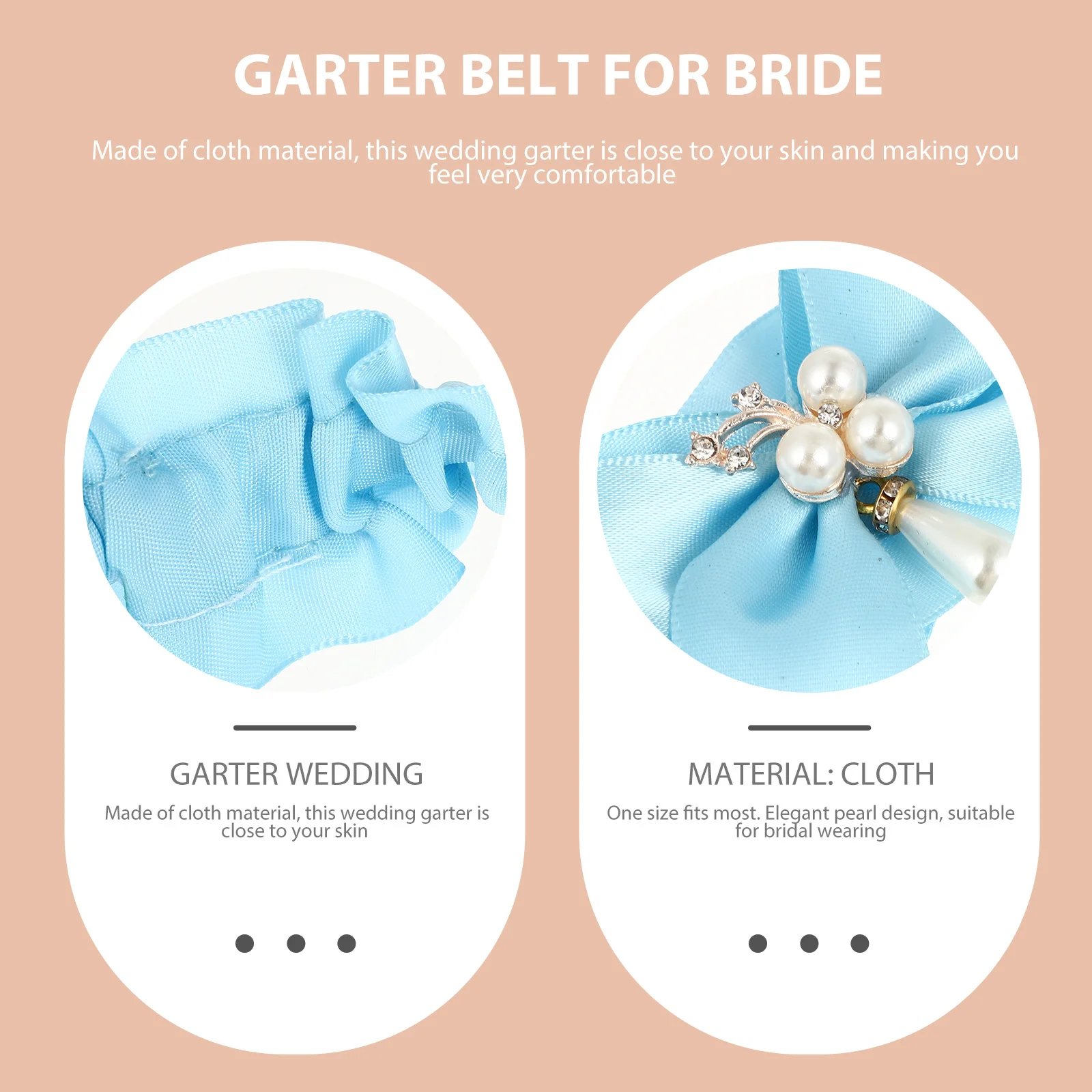 

2Pcs Bride Garter Wedding Leg Ornament Elegant Pearl Decorated Comfortable Cloth Material for Bridal Party Prom Anniversary