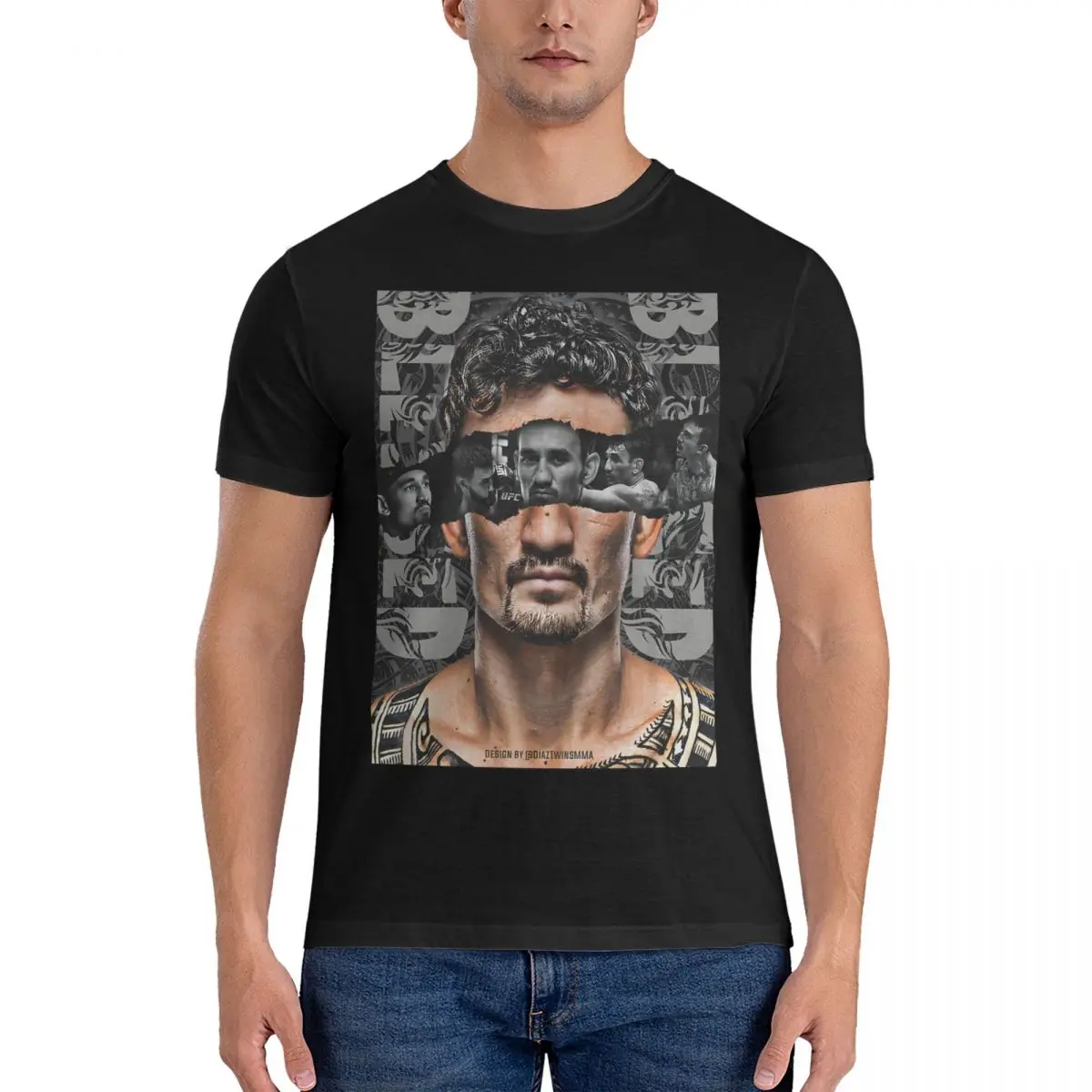 Max Holloway Poster T-Shirt Men Holloway Cool Cotton Tees Round Collar Short Sleeve T Shirts Gift Idea Clothing