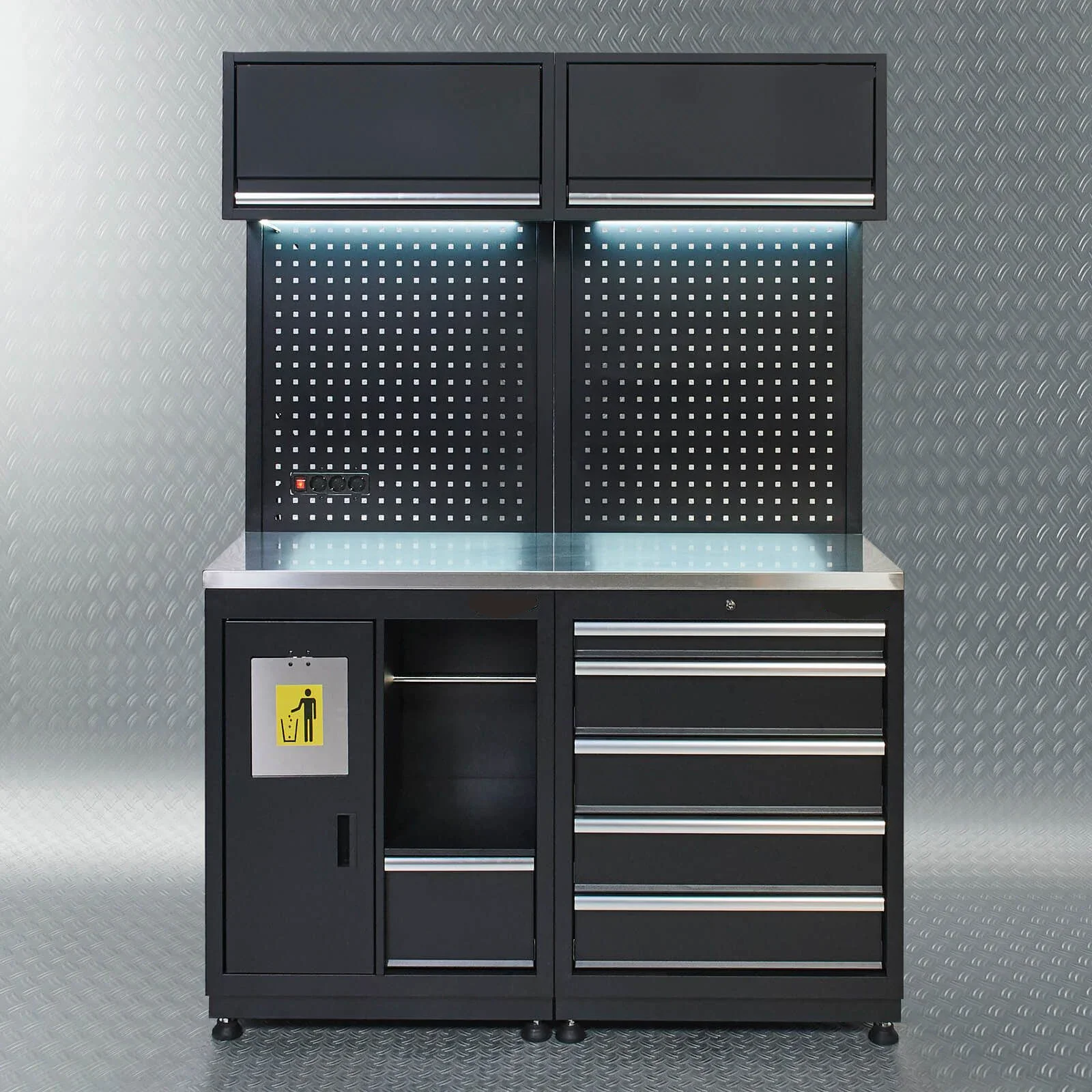 Garage Metall Eckkasten Kombination Werkzeugschrank Garage und Werkstatt Werkzeugkästen und Lagerschrank Stahlwerkbank