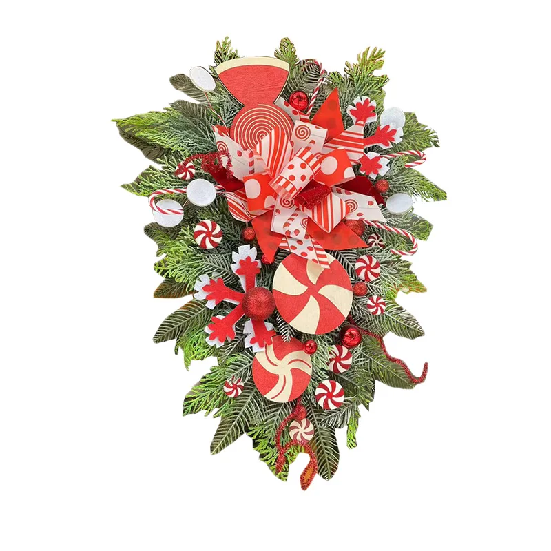 Guirxiété de Noël artificielle à l'envers, guirxiété d'arbre, ornement de Noël, porche, fenêtre, porte, mur, décoration, 1 pièce