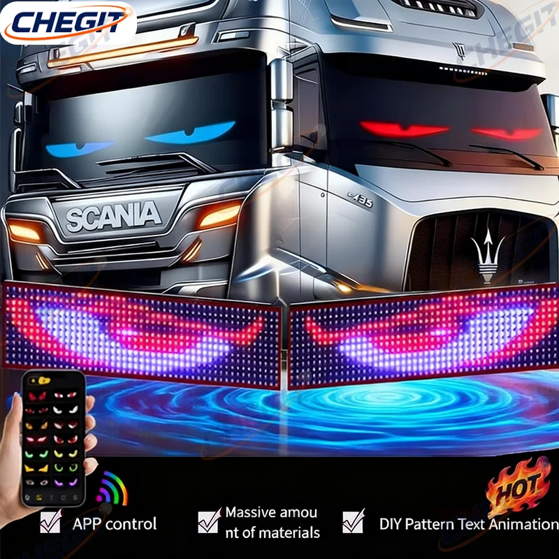

Big Truck Eyes Matrix Pixel Panel Display Screen Flexible Car Graffiti Shop Reminder Light with Scrolling Text Animation