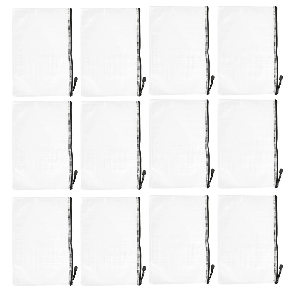 

15Pcs Black Zipper Pouches PVC A4 Size Stationery Bag Mesh File Folder Document ganizer School Office Supplies Storage