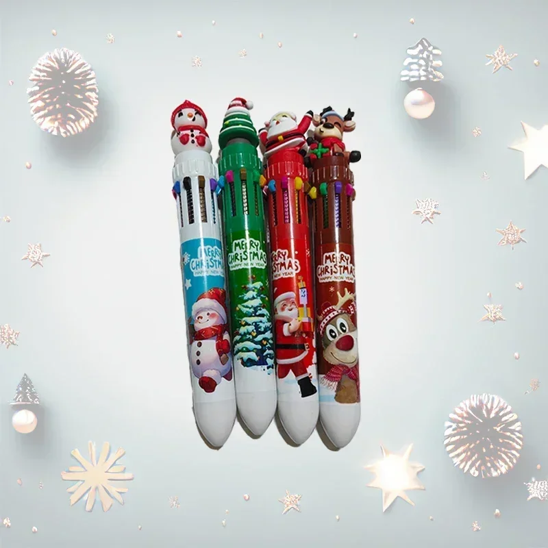 12 Pcs 10 Colors Gel Pens set for Christmas:Cute Cartoon Reindeer and Grandpa Stationery Set