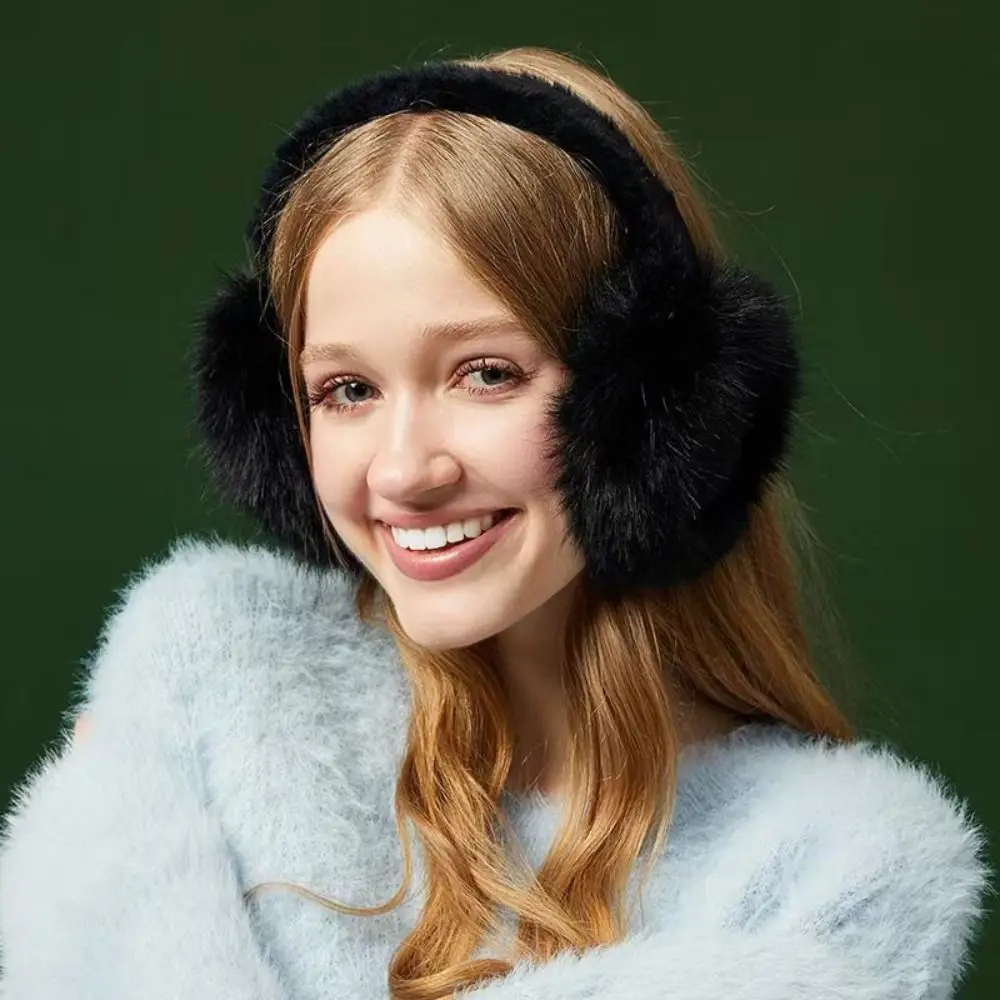 

Soft Solid Color Plush Earmuffs Windproof Keep Warm Winter Earflap Thicken Cold Proof Cartoon Ear Cover Student