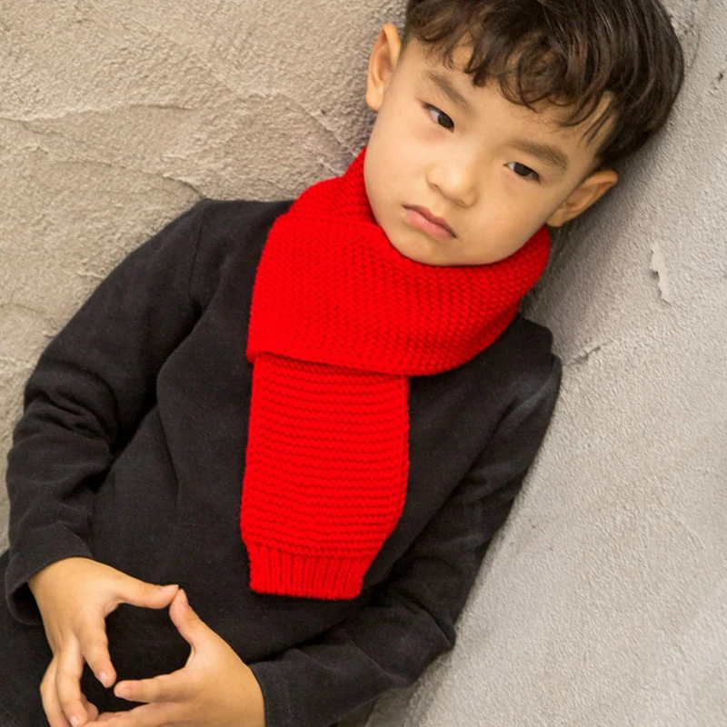 Children Scarf Winter Baby Solid Knitted Scarves Warm Neckerchief For Kids Girls Boys Soft Knitting Scarf New Korean Style