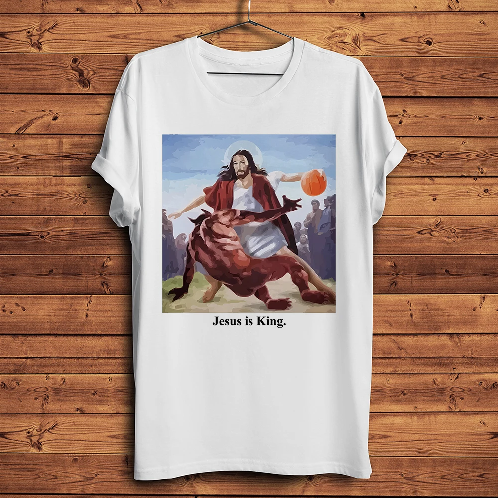 Christ Jesus is the king basketball Funny TShirt Men Homme Short sleeve o-neck casual Tee Unisex Streetwear T Shirt no-sticker