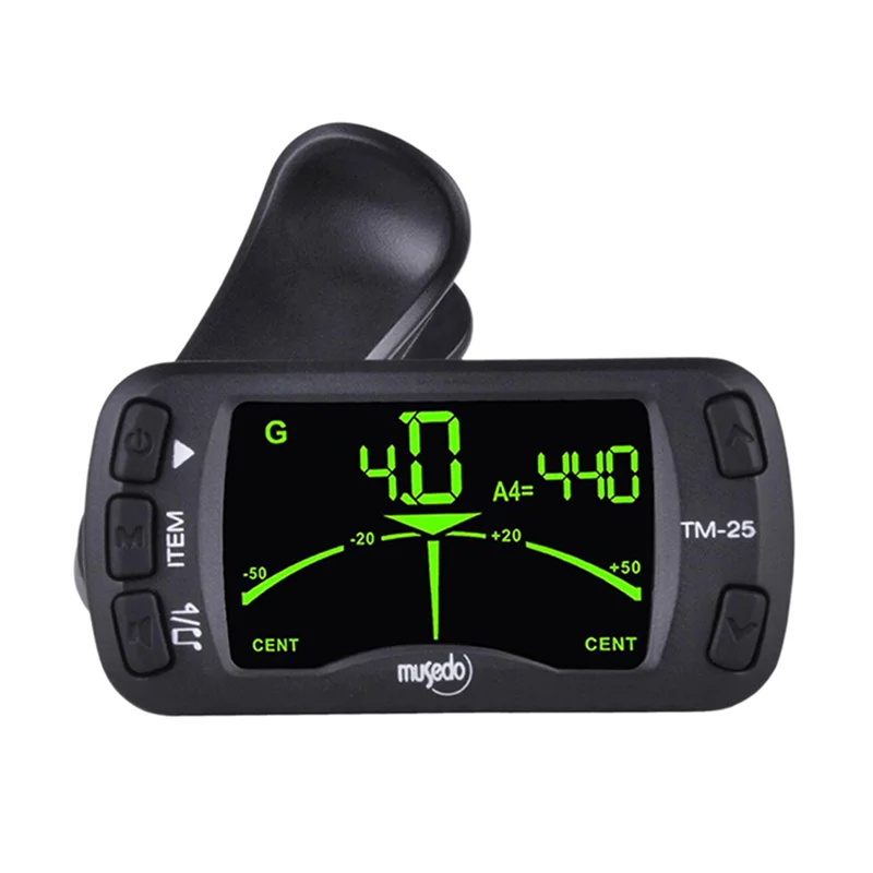 

5X Musedo Tm-25 Tm25 Clip-On Electric Tuner & Metronome Guitar Chromatic Bass Violin Ukulele Universal Multifunction