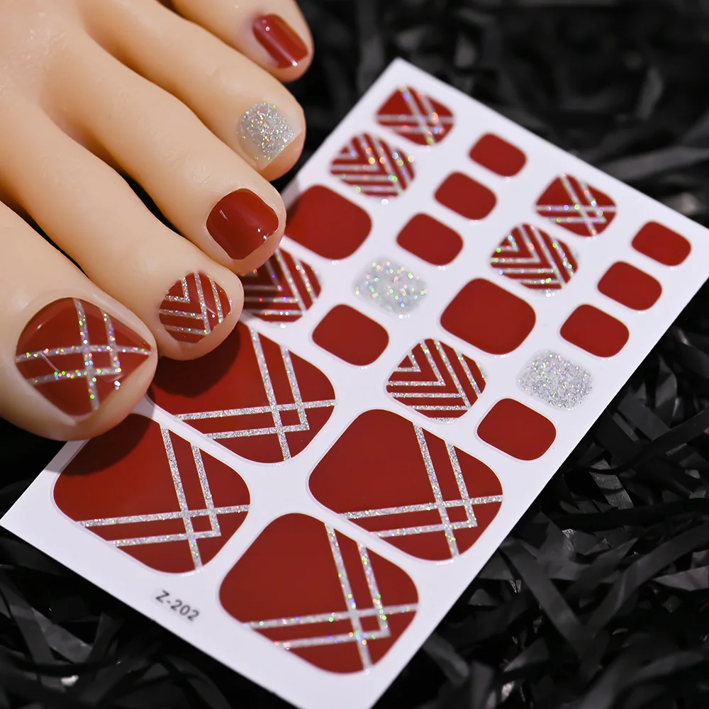 5 folhas roxo glitter toe adesivos de unhas amor design cobertura completa adesivo unha polonês tiras verão toenail deacorations envoltórios