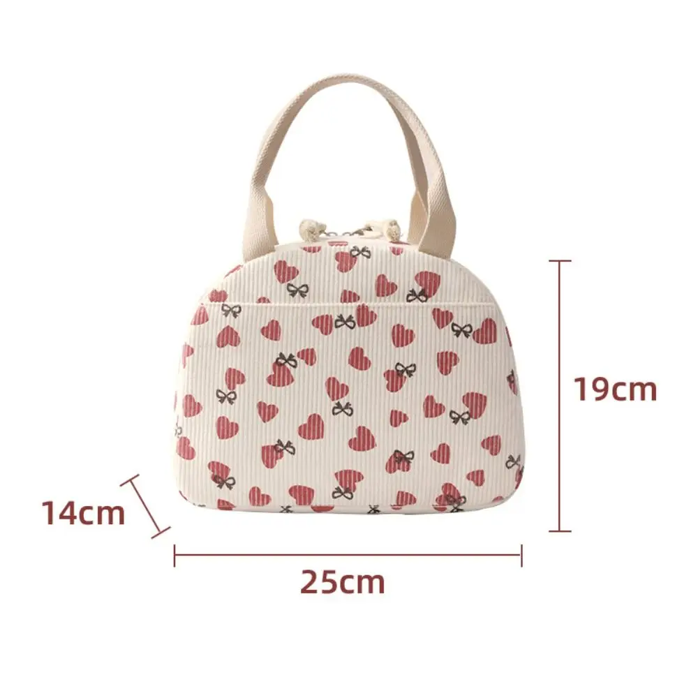 ハンドバッグ ジッパー コーデュロイ ランチバッグ 大容量 保温/保冷 ピクニックバッグ アルミホイル 化粧品収納バッグ 学校