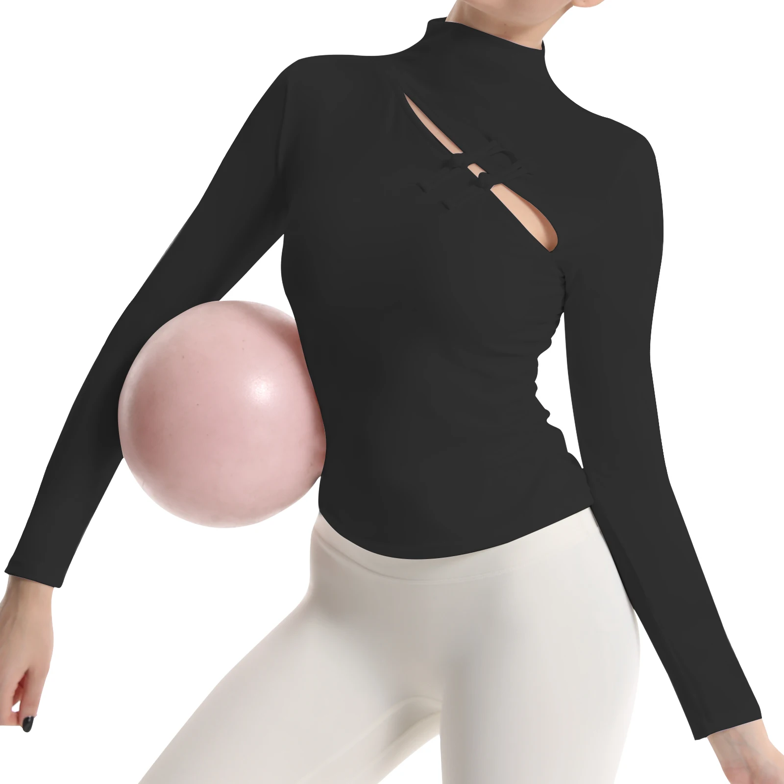 Women's Buckle Stand Up Collar Long Sleeved Yoga Suit Sports Top Suitable For Running  Yoga  Pilates  Daily Fitness Wear