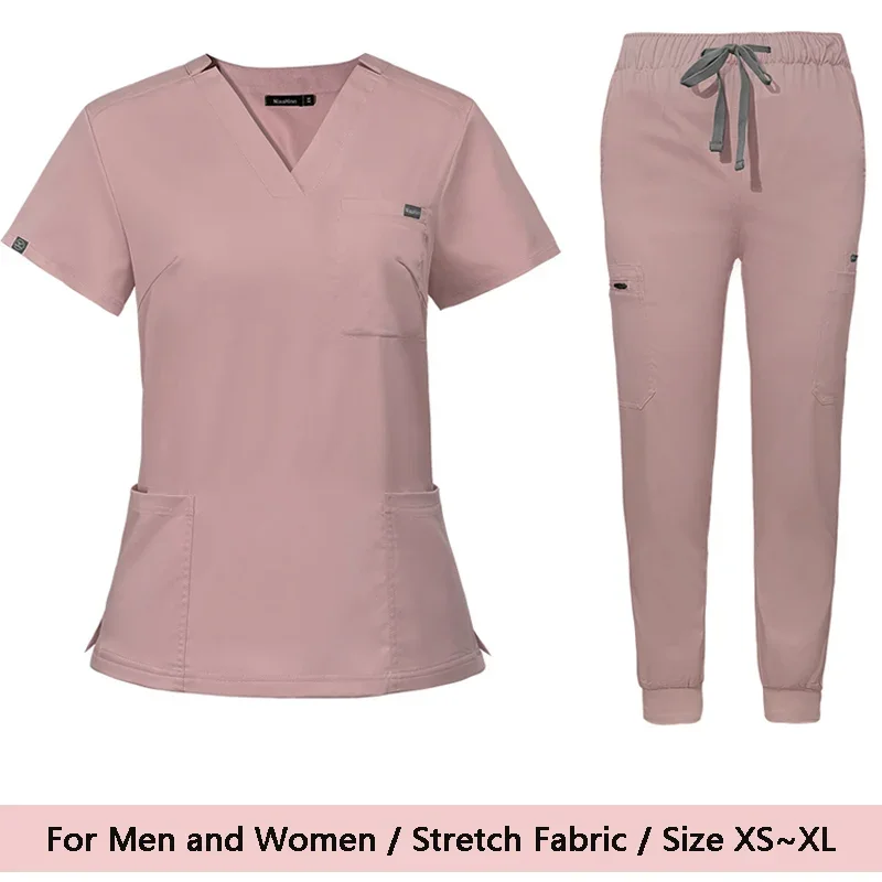 Hospital Medical Uniforms Women Scrubs Sets Nurse Accessories Short Sleeved V-neck Tops Jogger Suits Dental Clinic Pet Workwear