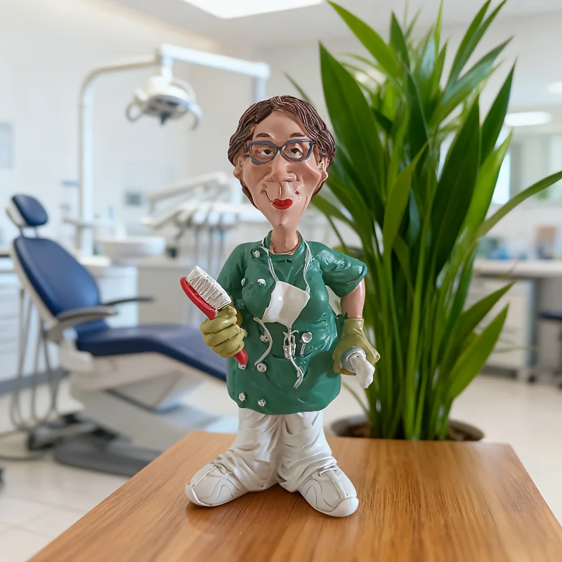 1pcFun Medical Professional Statue-Painted Resin Sculpture Holding，Clinic Decoration/Office Desk Decoration/Home Decoration