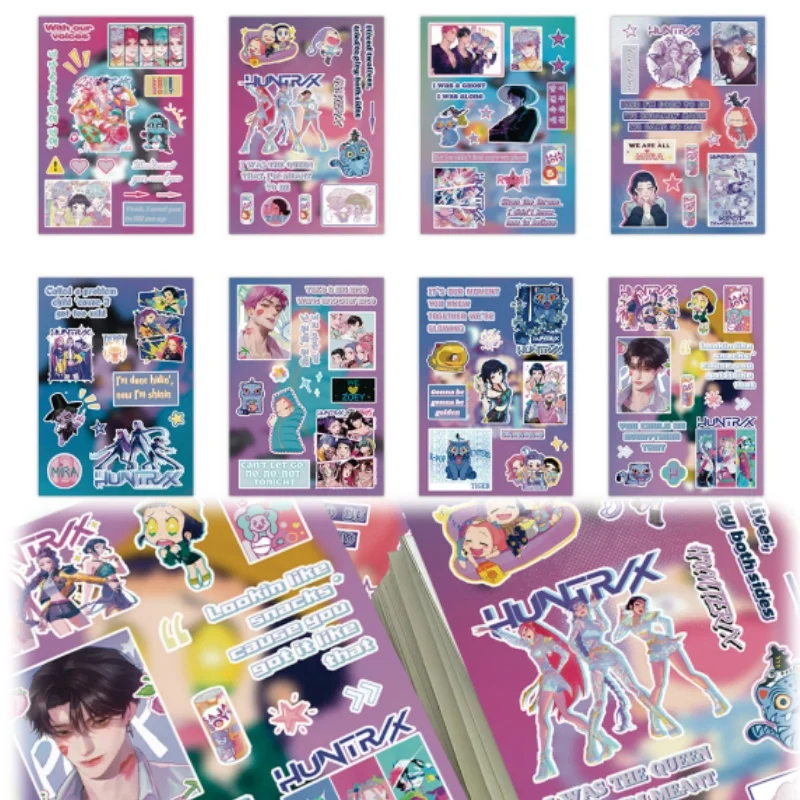 

​2025 Movies Kpop 8-Piece Sticker Set - Cartoon Character PVC Seal Cute Scrapbooking Decoration for Journal DIY Crafts​