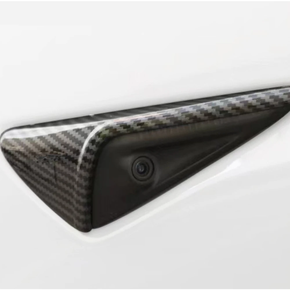 

2PCS Carbon Fiber Style Car Side Fender Camera Trim Cover for Tesla Highland Model 3/MY Scratch-Resistant Decorative Protector
