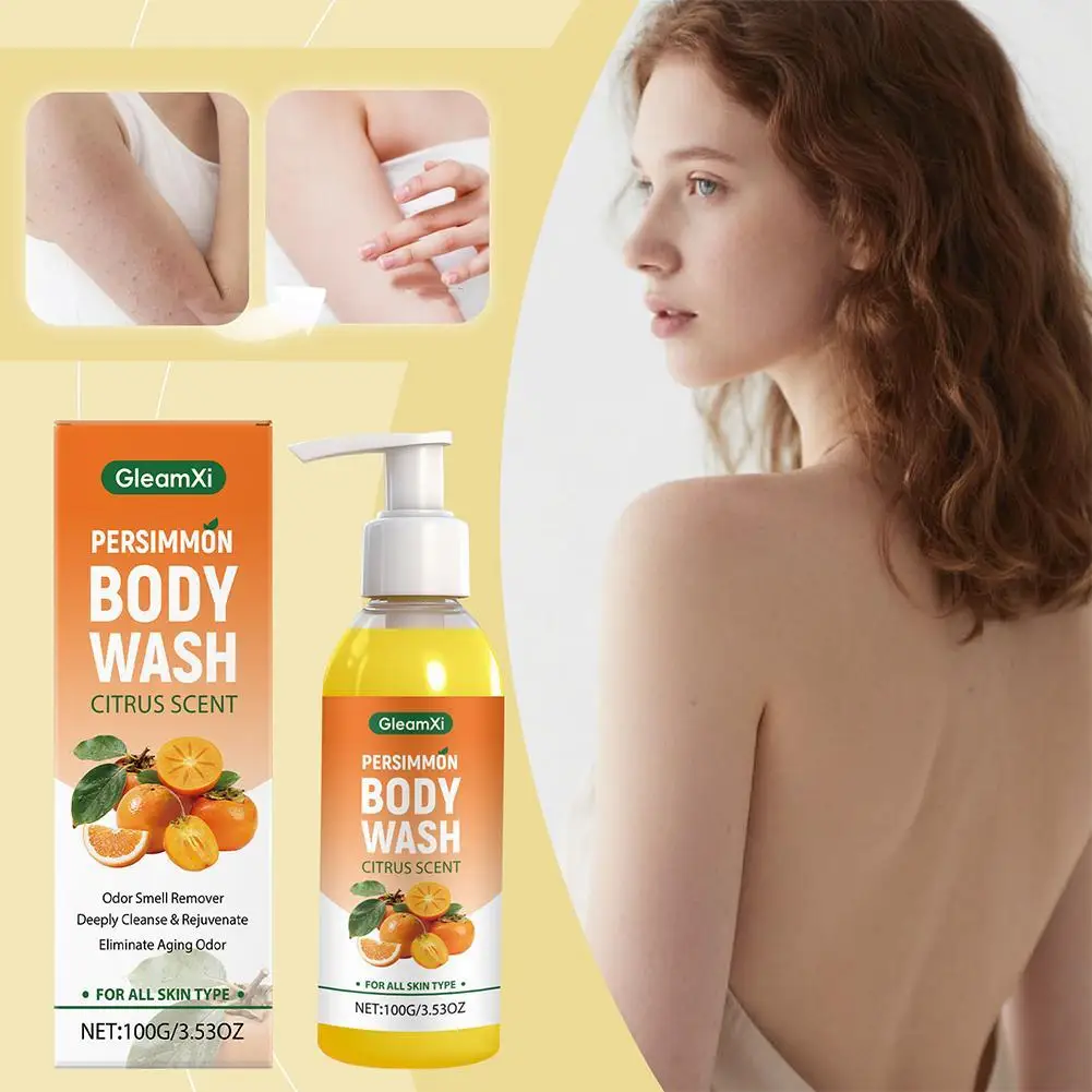 

100 г гель для душа для душа с хурмой, увлажняющий гель для душа, освежающий аромат, средство для удаления запаха для женщин, мужчин, подростков, детей