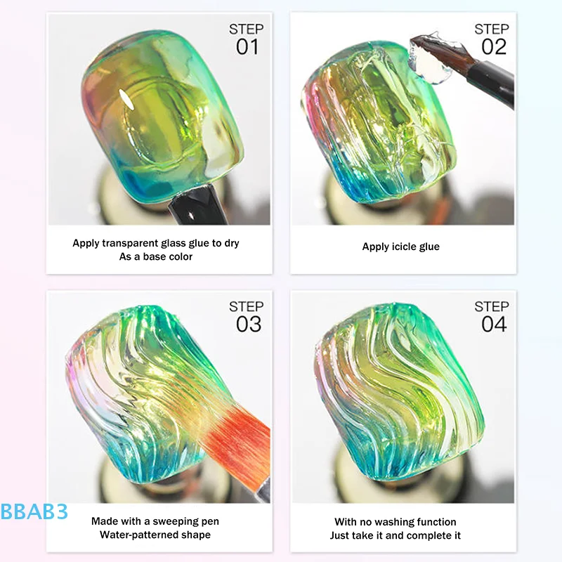 【B】1個入り 3D透明ネイルグルー ペイントジェルネイルポリッシュ クロムネイルパウダー付き ネイルエンハンスメント カービングアート作成 DIY用