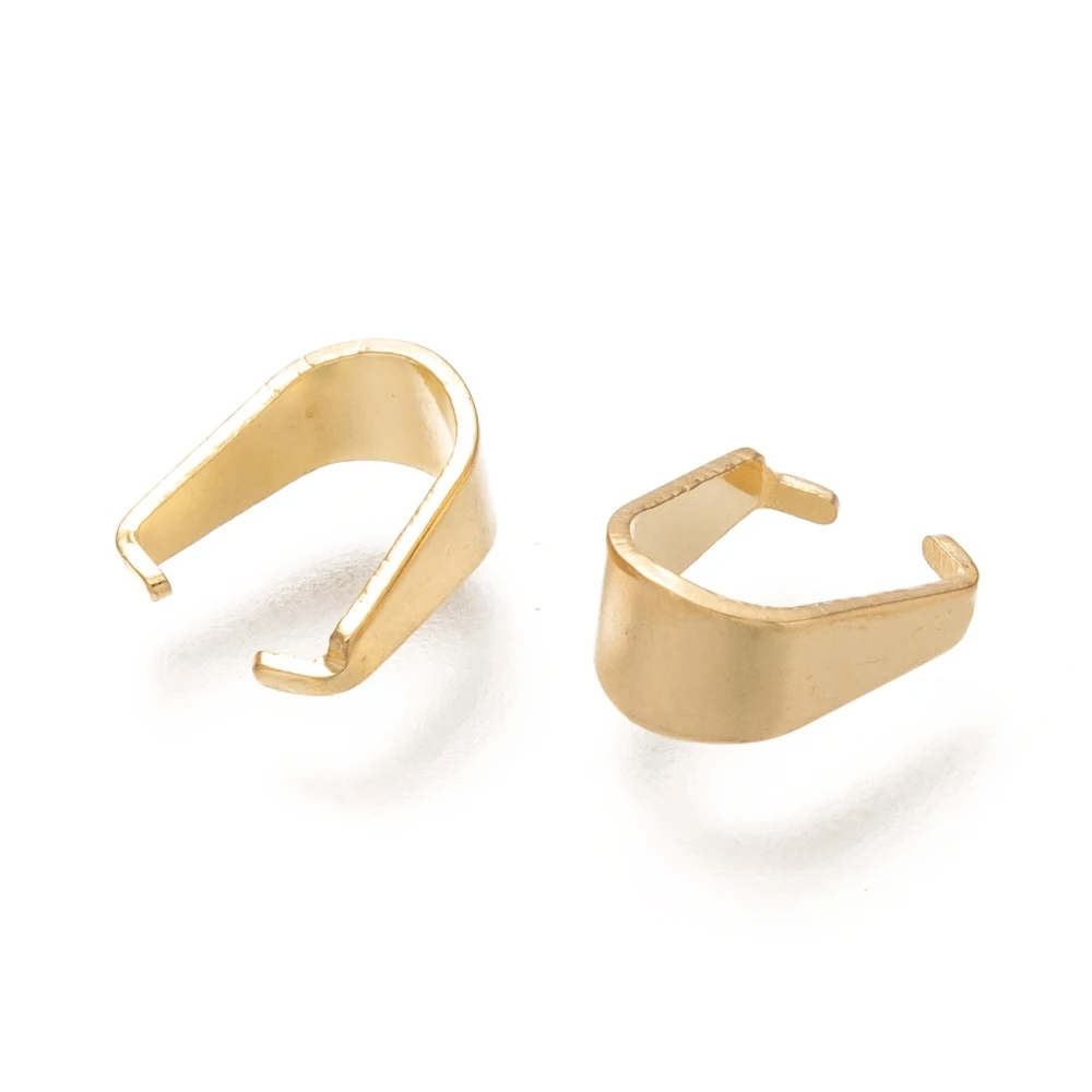 

201 Stainless Steel Snap on Bails Real 18K Gold Plated 8.5x7x4mm Inner High: 7mm
