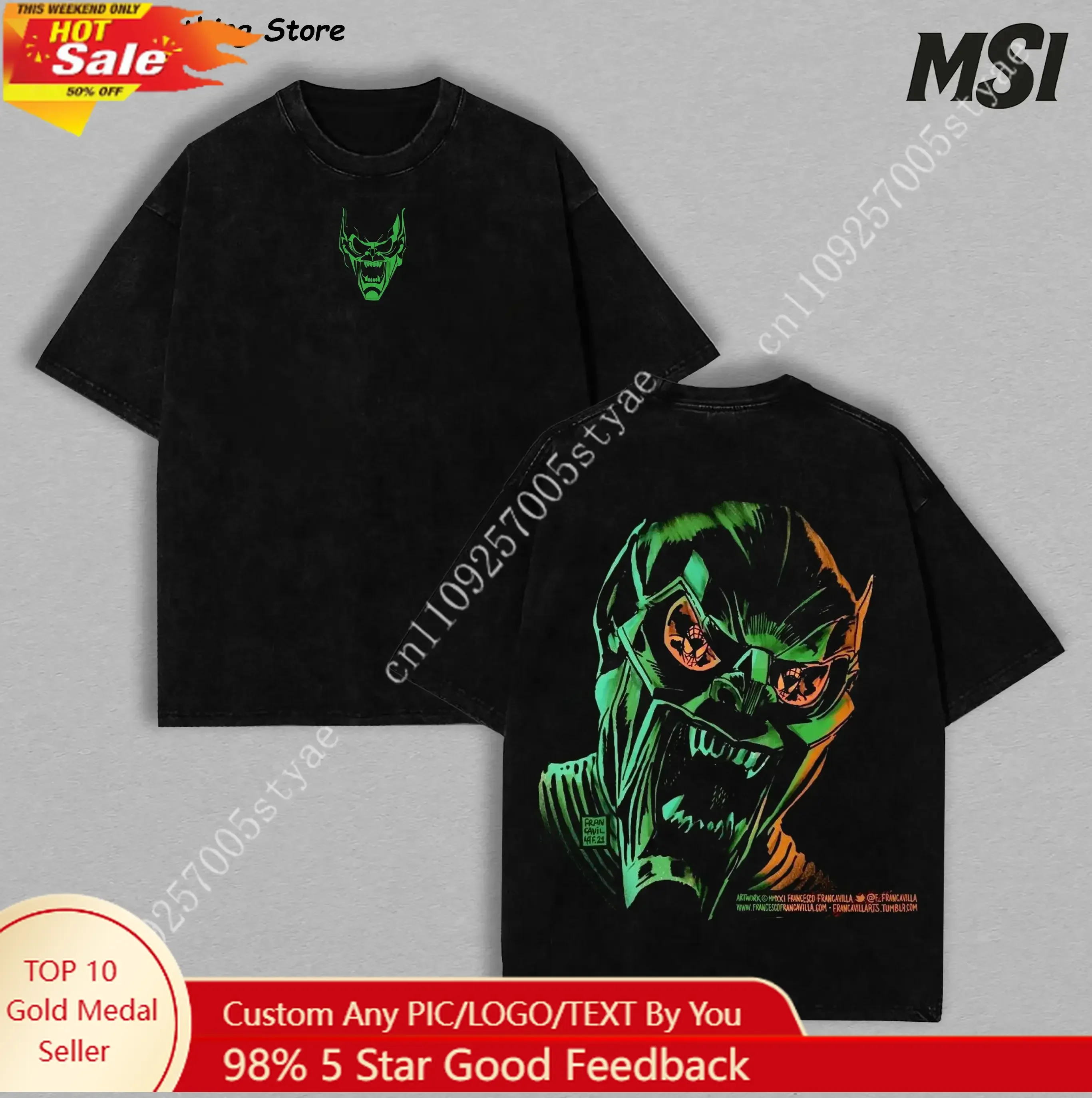

Marvel Green Goblin Oversized T-Shirt | Vintage Washed MCU Villain Streetwear | Y2K Aesthetic Graphic Tee | Unisex Heavy Cotton
