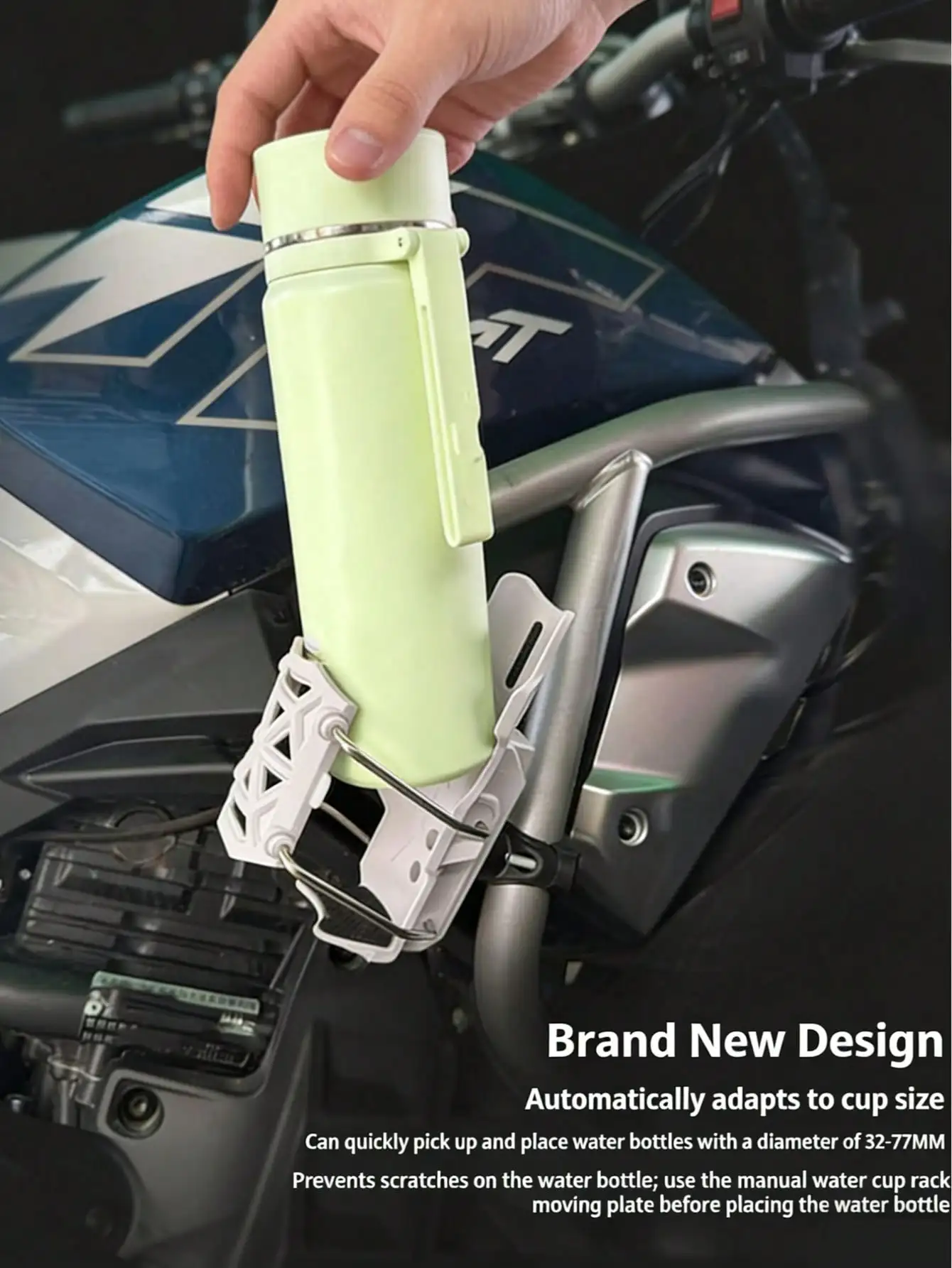 حامل أكواب عالمي للدراجات النارية - قفل ذاتي قابل للتعديل، 360 درجة °   دوران، يناسب الدراجات النارية/الدراجات الإلكترونية/الدراجات البخارية