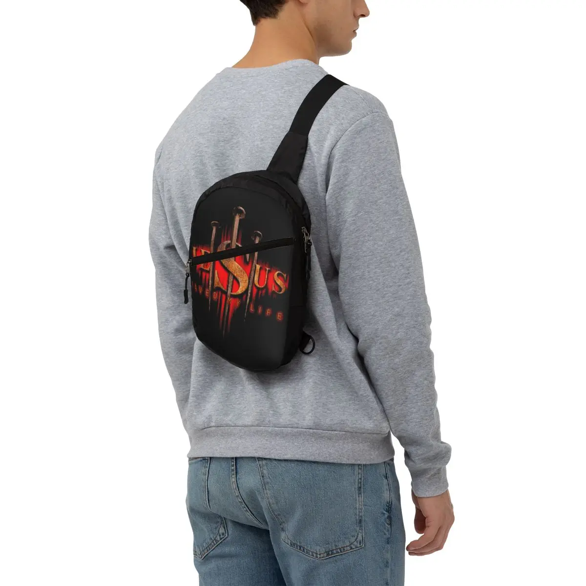 Mode Cool Jezus Redde Mijn Leven Crossbody Sling Rugzak Mannen Christelijk Religieus Geloof Schoudertas Voor Wandelen