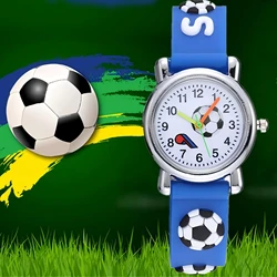 Kids Watches 3D Football Strap Cartoon Quartz Wristwatch Fashion Sports Watch Clock for Boys and girls Kids Students Children
