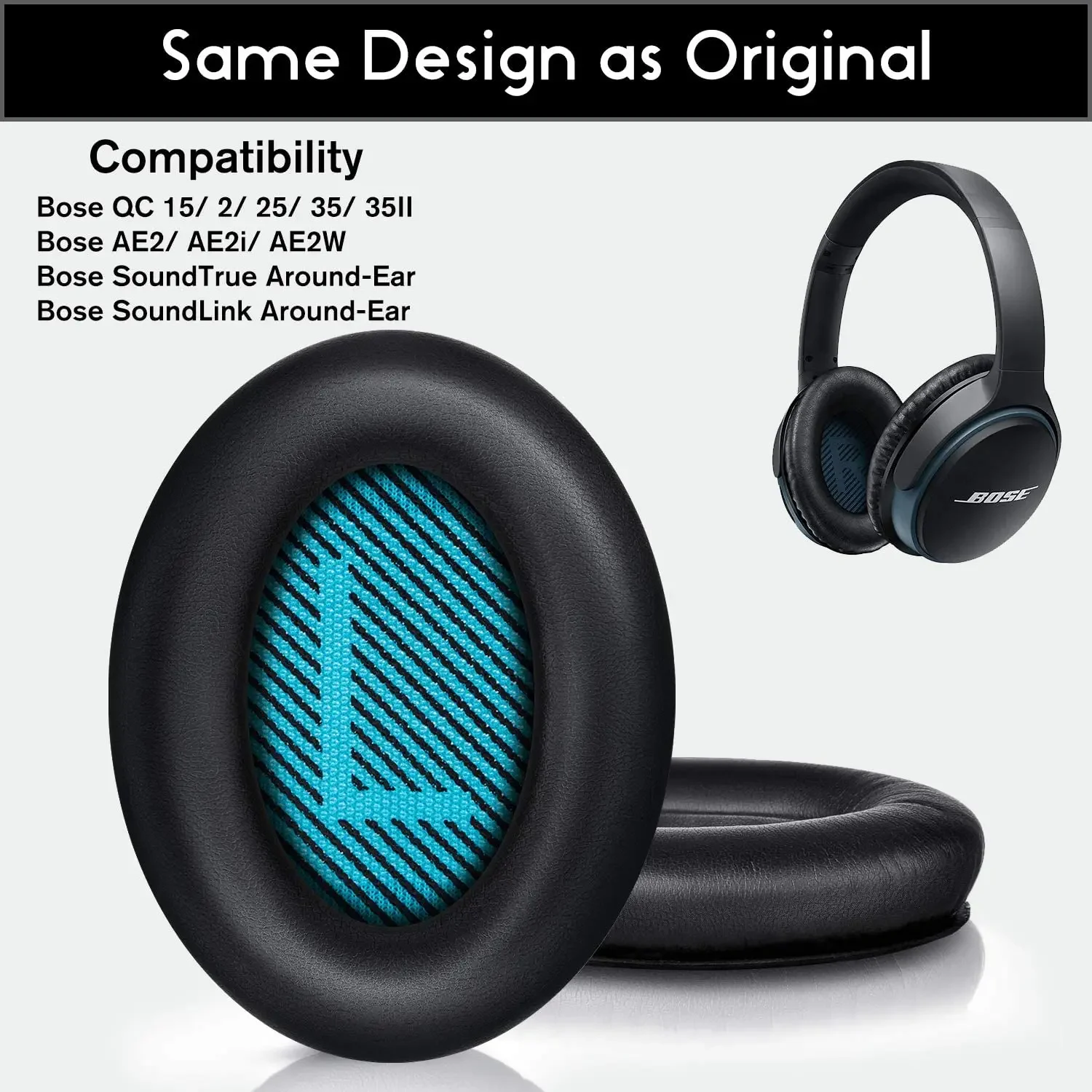 Almofadas de substituição para bose qc25 qc35 qc15 ae2 ae2i ae2 acessórios para fone de ouvido almofada de espuma de memória peças de reparo